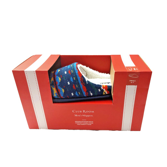 Club Room Men's Navy Blue Faire Isles Indoor/Outdoor Slippers Size Small 6-7 - Picture 15 of 16